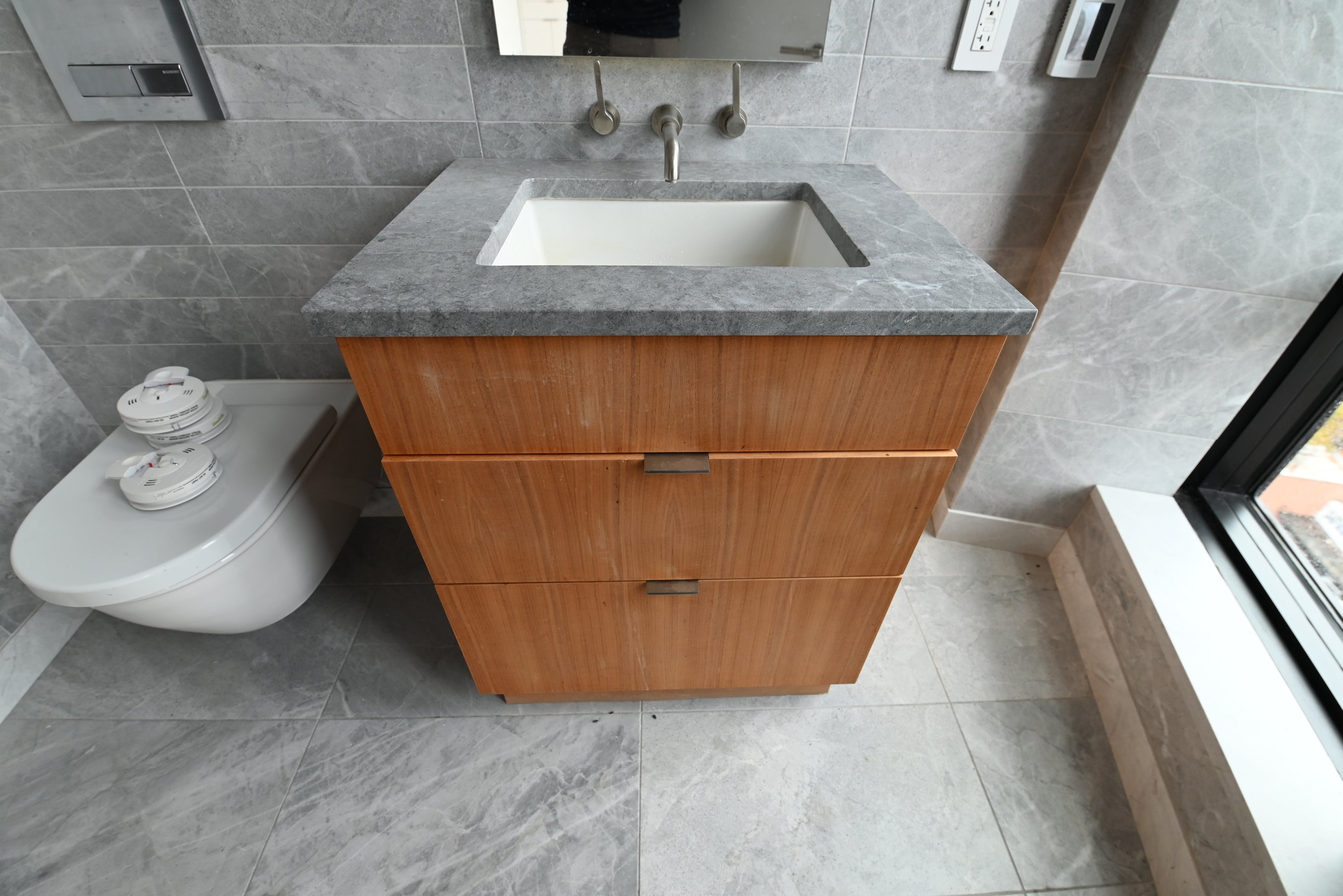Modern 28" Wood Veneer Single Vanity with Top and Sink - No Faucet
