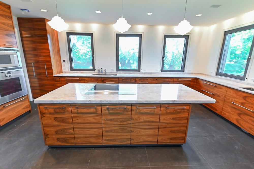 Custom Modern Kitchen with Marble Countertops and Gaggenau Appliances
