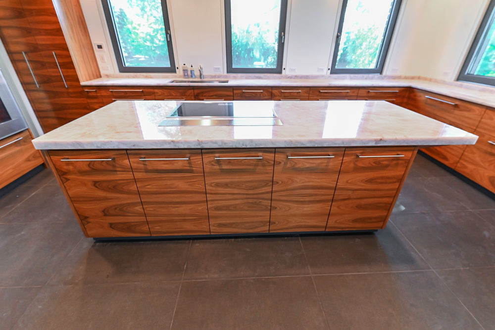 Custom Modern Kitchen with Marble Countertops and Gaggenau Appliances