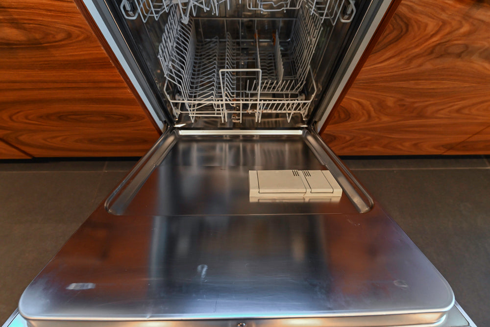 Custom Modern Tigerwood Kitchen with Marble Countertops and Gaggenau Appliances