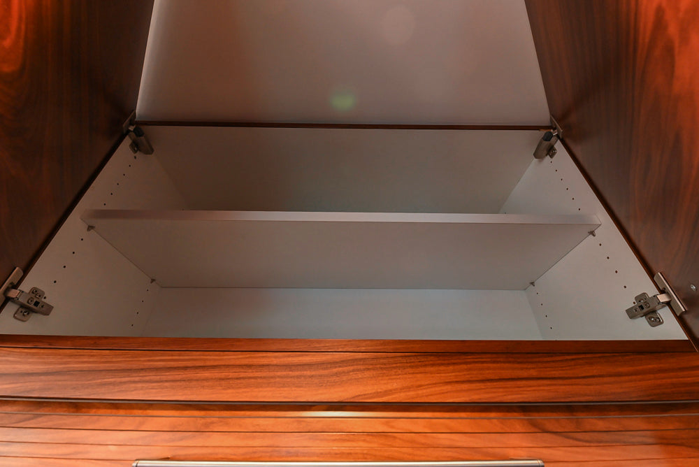 Custom Modern Tigerwood Kitchen with Marble Countertops and Gaggenau Appliances