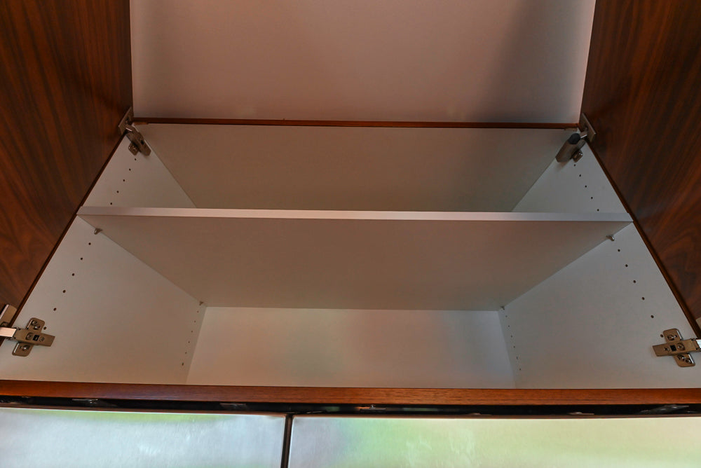 Custom Modern Tigerwood Kitchen with Marble Countertops and Gaggenau Appliances