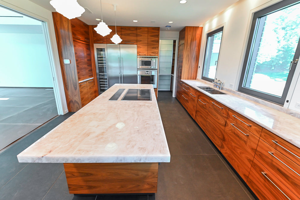 Custom Modern Kitchen with Marble Countertops and Gaggenau Appliances