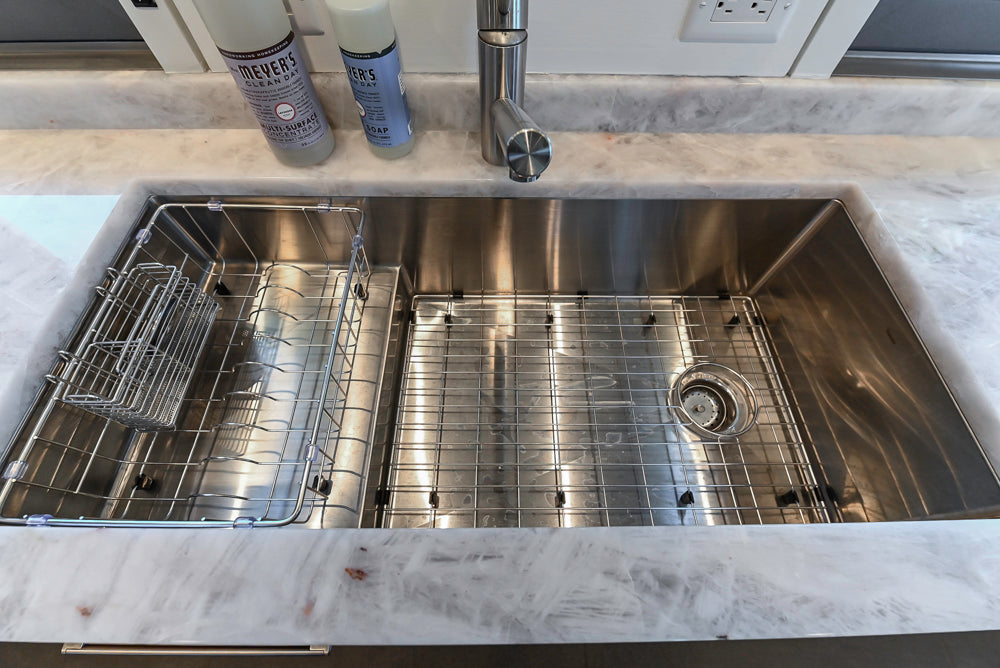Custom Modern Tigerwood Kitchen with Marble Countertops and Gaggenau Appliances