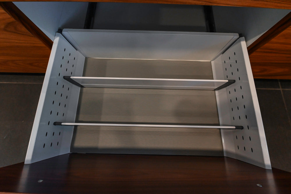 Custom Modern Tigerwood Kitchen with Marble Countertops and Gaggenau Appliances