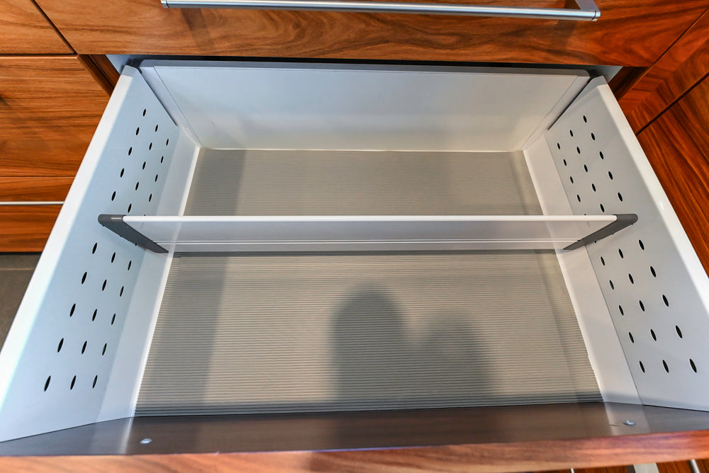 Custom Modern Tigerwood Kitchen with Marble Countertops and Gaggenau Appliances