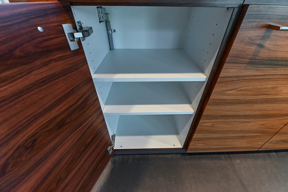 Custom Modern Tigerwood Kitchen with Marble Countertops and Gaggenau Appliances