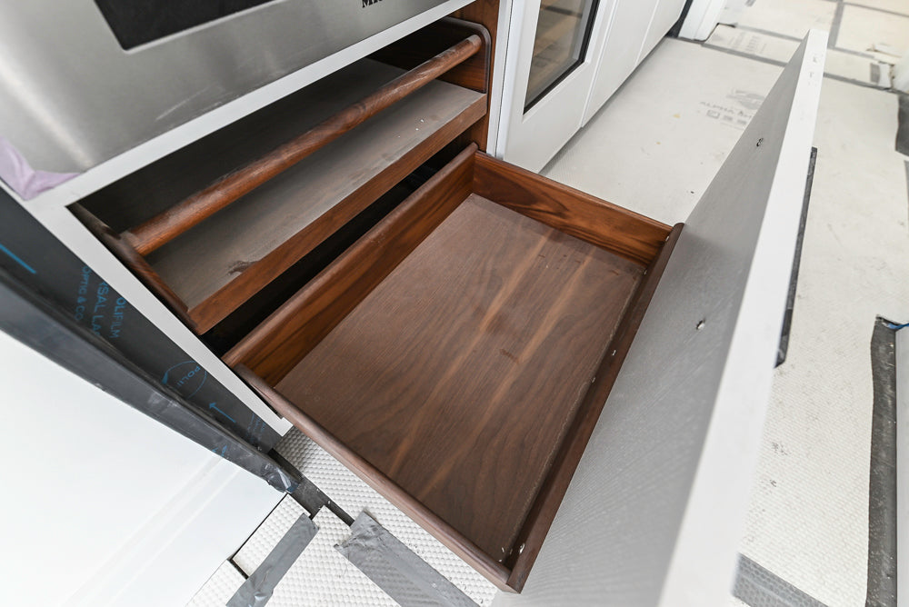 Custom Transitional White Kitchen with Island and Quartzite Countertops