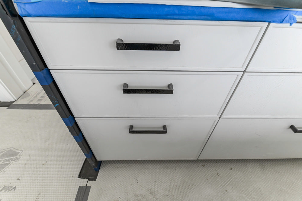 Custom Transitional White Kitchen with Island and Quartzite Countertops