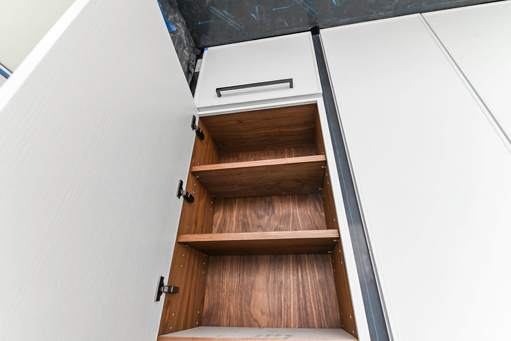 Custom Transitional White Kitchen with Island and Quartzite Countertops