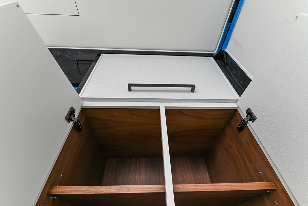 Custom Transitional White Kitchen with Island and Quartzite Countertops