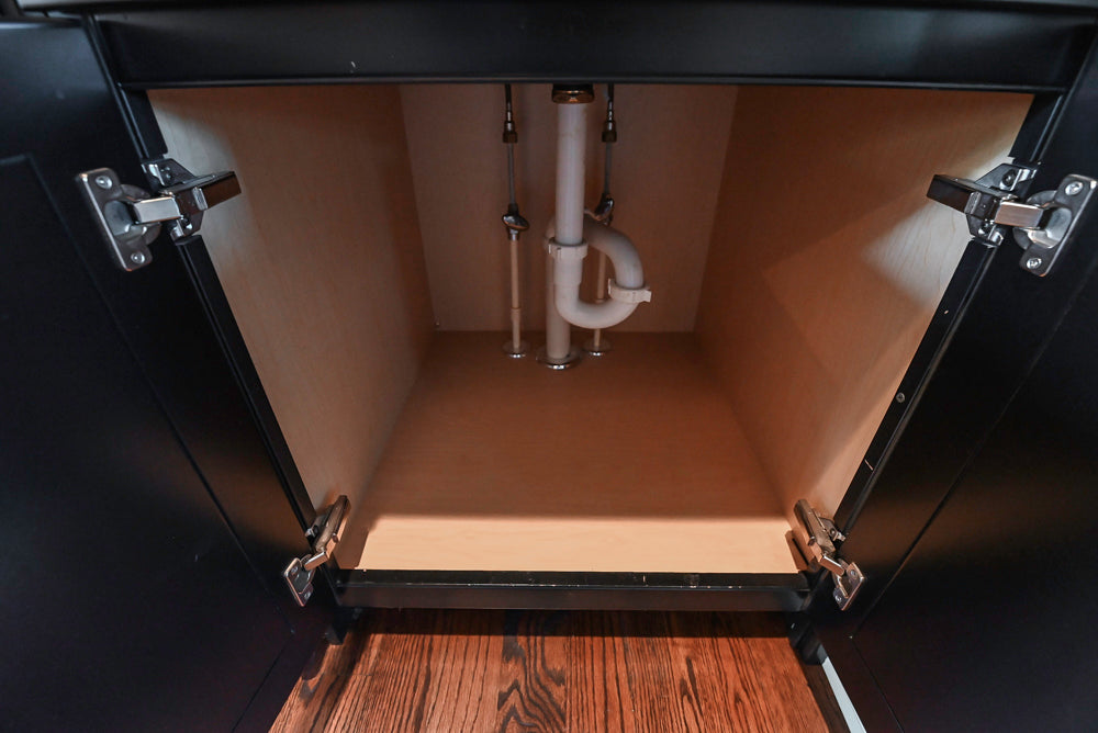 Century Traditional Black Wooden Wet Bar with Stone Countertops with Sub-Zero Wine Cooler