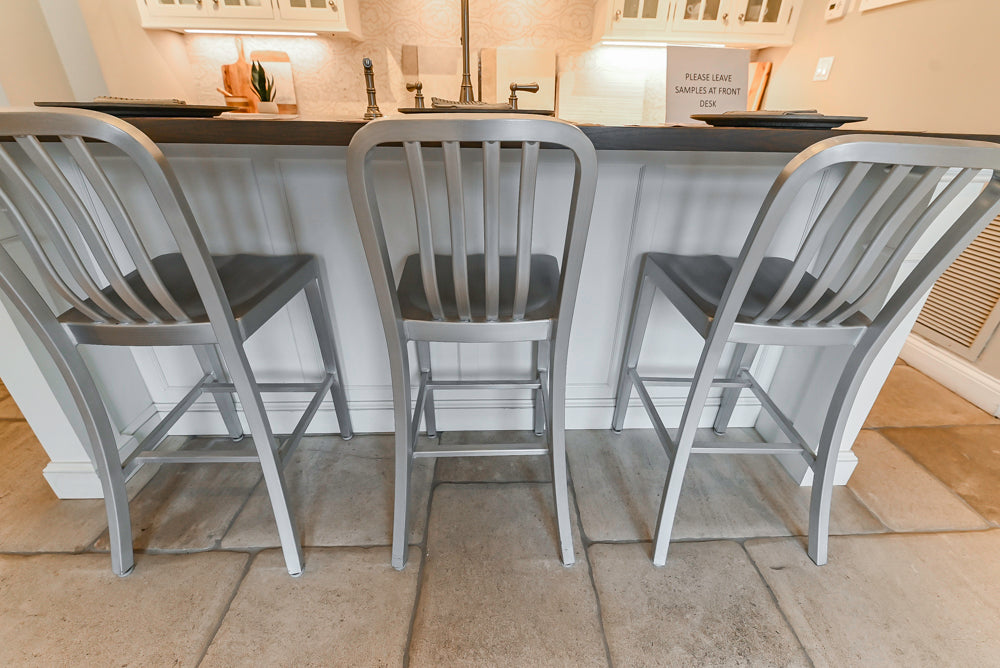 Signature Custom Cabinetry Transitional White Kitchen with Wood Veneer Top Island and Stone Countertops
