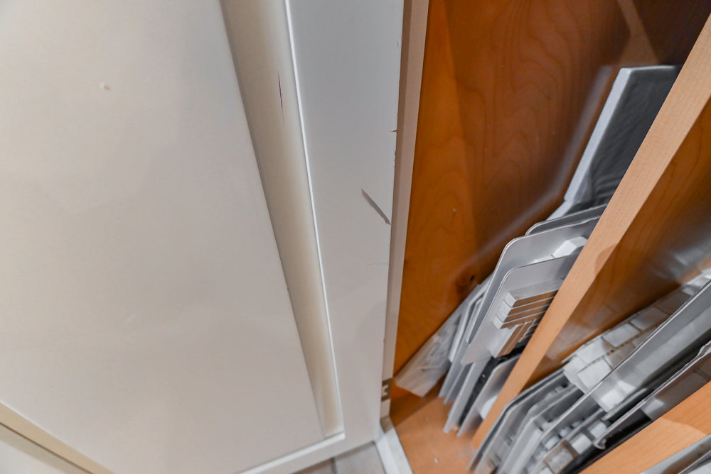 Signature Custom Cabinetry Transitional White Kitchen with Wood Veneer Top Island and Stone Countertops