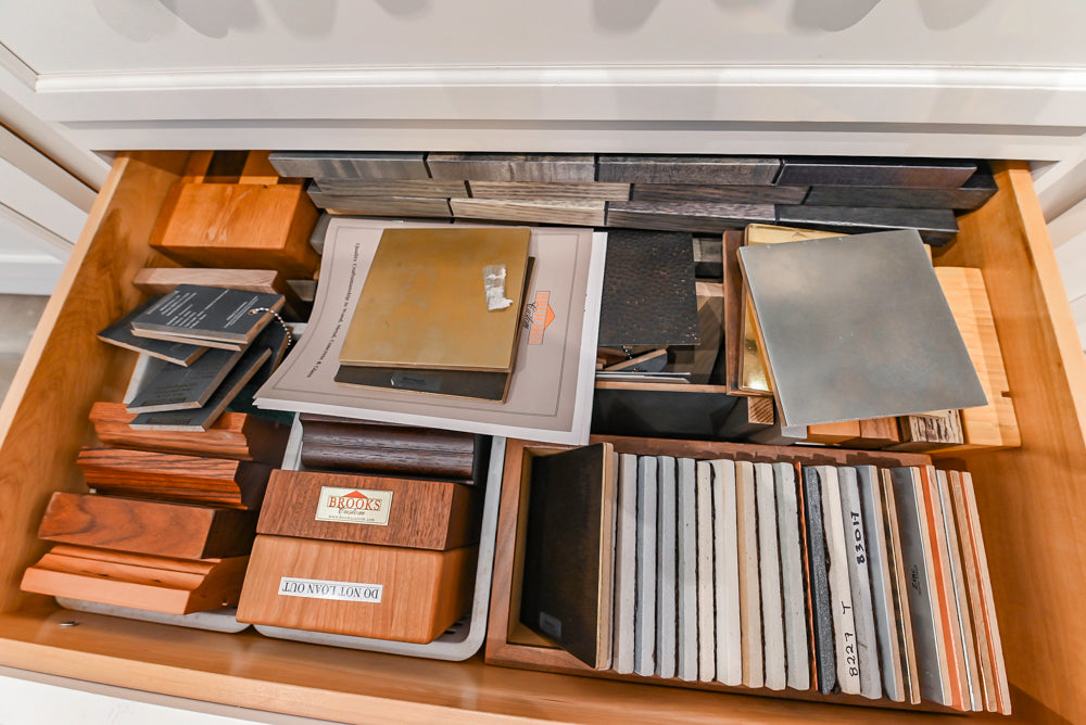 Signature Custom Cabinetry Transitional White Kitchen with Wood Veneer Top Island and Stone Countertops