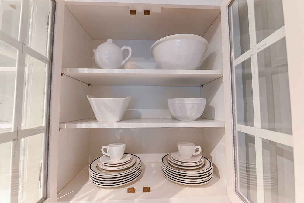 Signature Custom Cabinetry Transitional White Kitchen with Wood Veneer Top Island and Stone Countertops