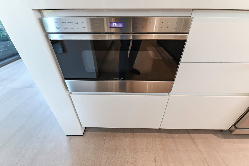 "The Arden" Modern White Gloss Kitchen with Island & 60" Wolf Range