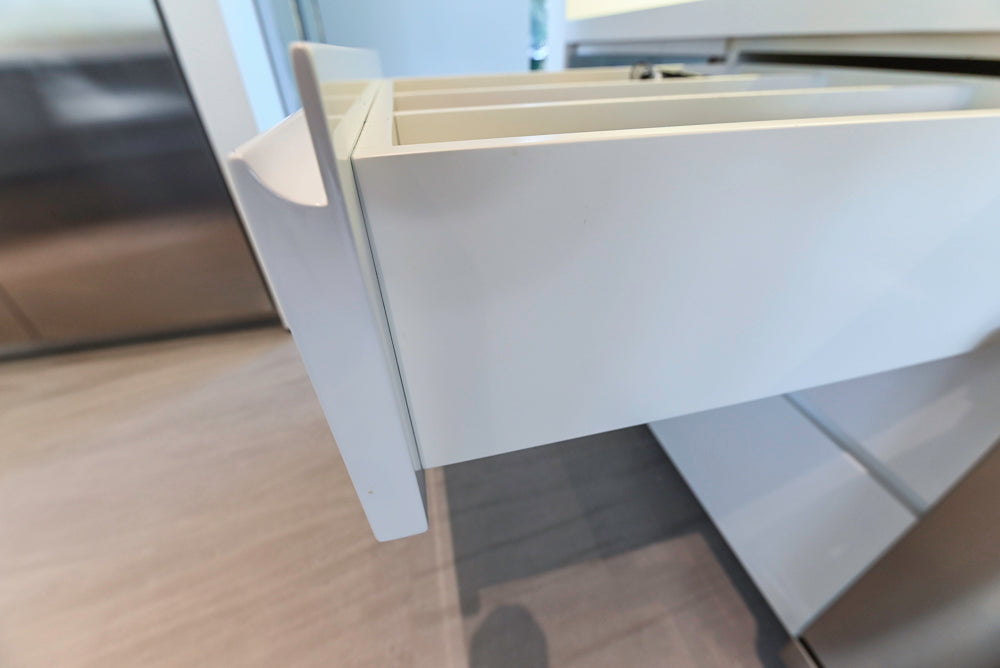 "The Arden" Modern White Gloss Kitchen with Island & 60" Wolf Range