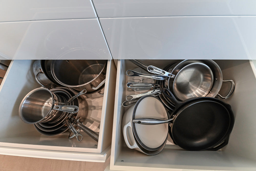 "The Arden" Modern White Gloss Kitchen with Island & 60" Wolf Range