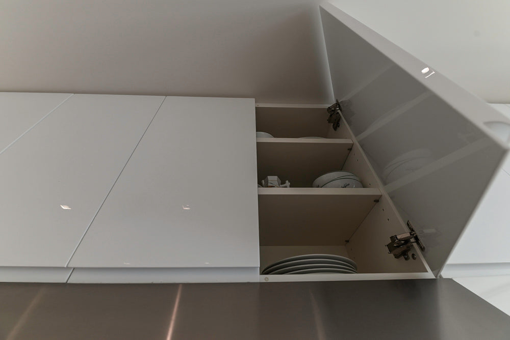 "The Arden" Modern White Gloss Kitchen with Island & 60" Wolf Range