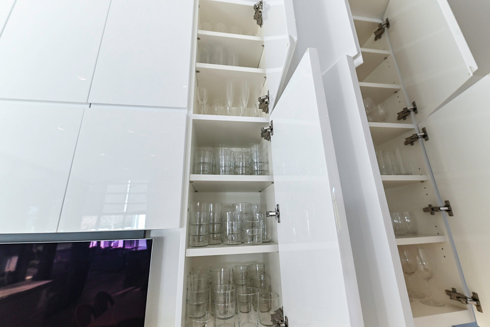 "The Arden" Modern White Gloss Kitchen with Island & 60" Wolf Range