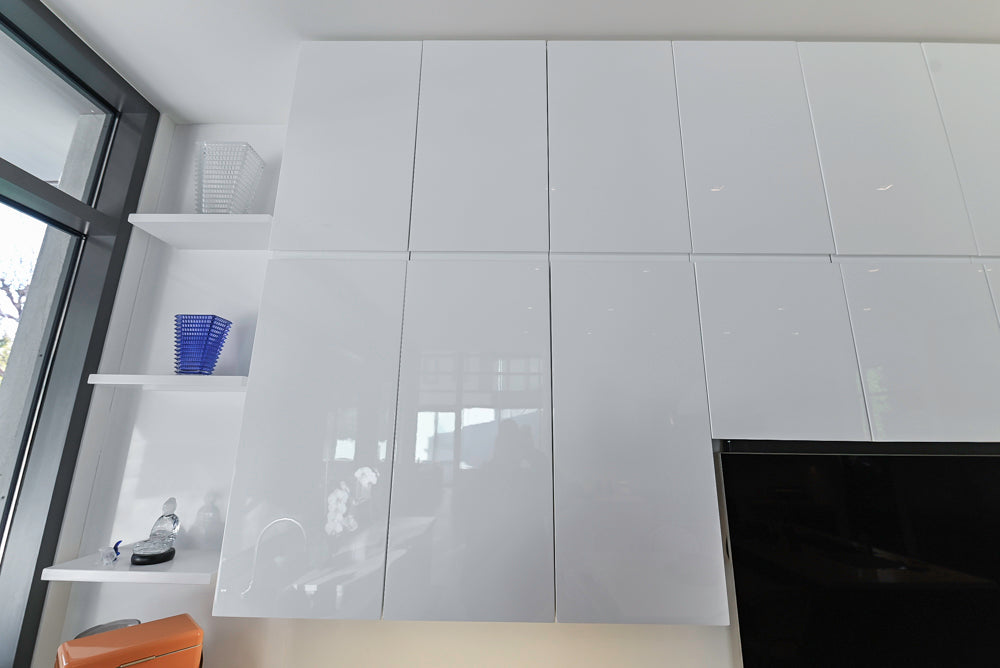 "The Arden" Modern White Gloss Kitchen with Island & 60" Wolf Range