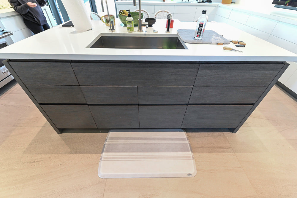 Custom Modern White Gloss Kitchen with Island, Stone Countertops and 60" Wolf Range