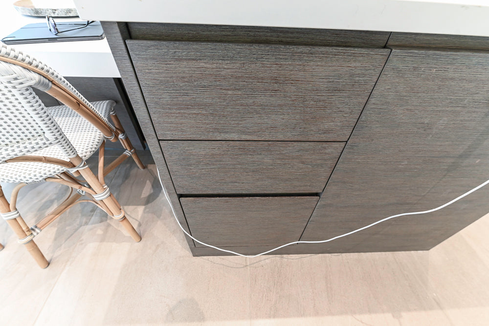 "The Arden" Modern White Gloss Kitchen with Island & 60" Wolf Range