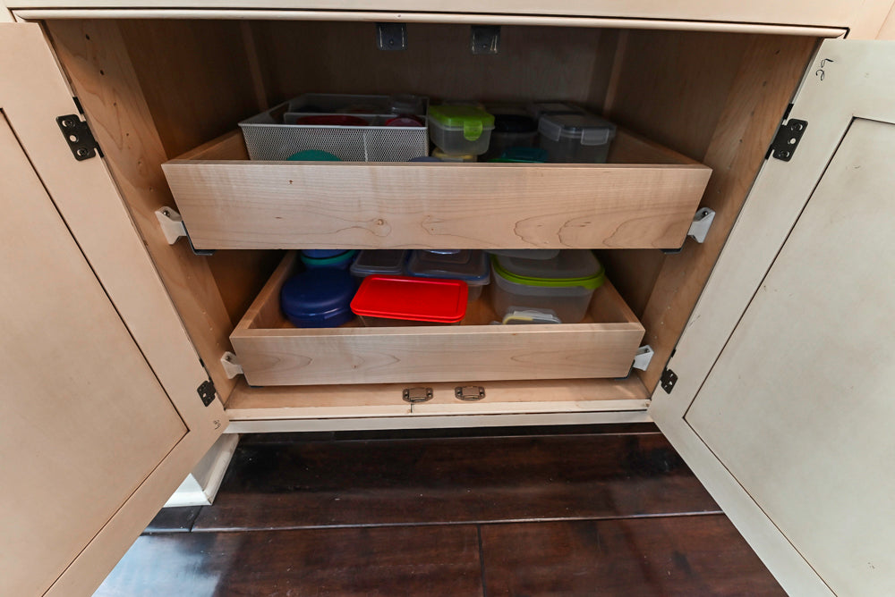 “The Harcourt” Traditional Two-Tone Distressed Kitchen with Green Island, Quartz Countertops and Appliances