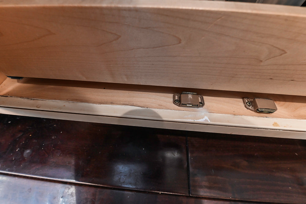 “The Harcourt” Traditional Two-Tone Distressed Kitchen with Green Island, Quartz Countertops and Appliances