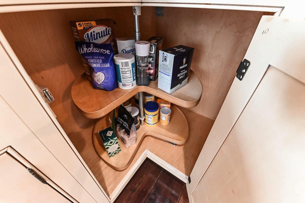 “The Harcourt” Traditional Two-Tone Distressed Kitchen with Green Island, Quartz Countertops and Appliances