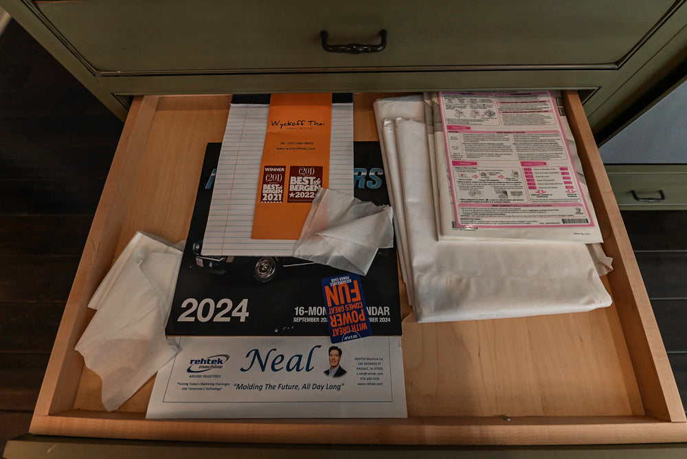 “The Harcourt” Traditional Two-Tone Distressed Kitchen with Green Island, Quartz Countertops and Appliances