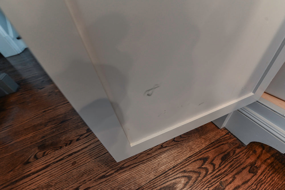 “The Clarendon” Transitional White & Grey Kitchen with Island and Wolf Appliances