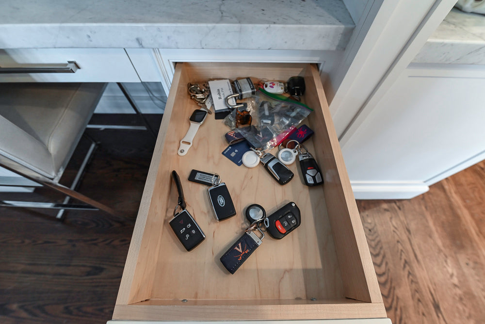 “The Clarendon” Transitional White & Grey Kitchen with Island and Wolf Appliances