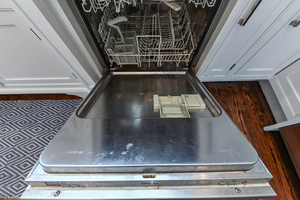 “The Clarendon” Transitional White & Grey Kitchen with Island and Wolf Appliances
