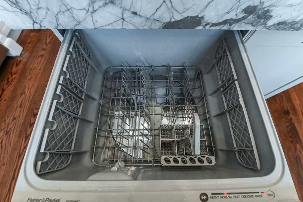 “The Clarendon” Transitional White & Grey Kitchen with Island and Wolf Appliances