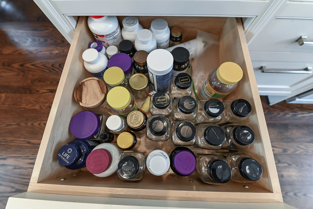 “The Clarendon” Transitional White & Grey Kitchen with Island and Wolf Appliances