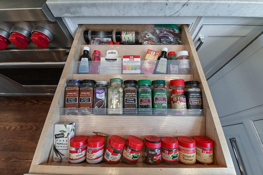 “The Clarendon” Transitional White & Grey Kitchen with Island and Wolf Appliances