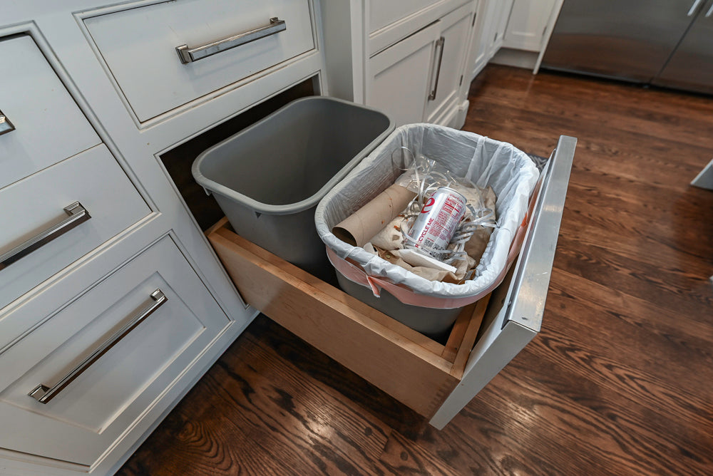 “The Clarendon” Transitional White & Grey Kitchen with Island and Wolf Appliances