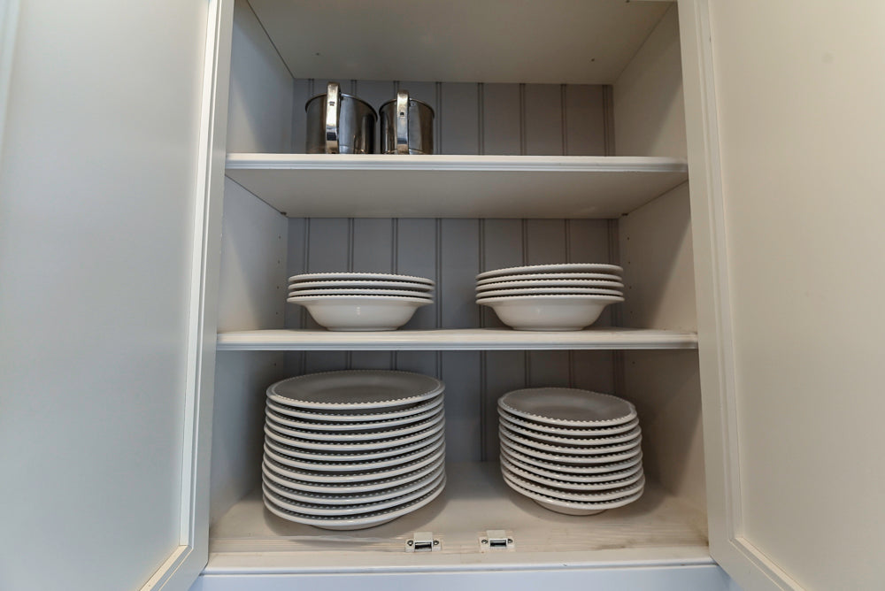 “The Clarendon” Transitional White & Grey Kitchen with Island and Wolf Appliances