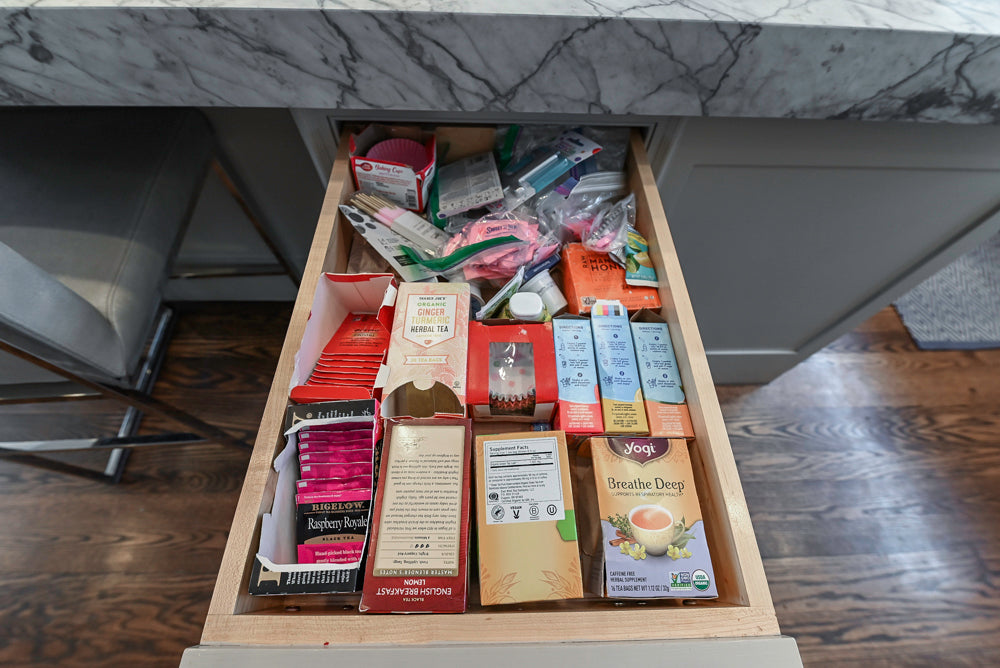 “The Clarendon” Transitional White & Grey Kitchen with Island and Wolf Appliances