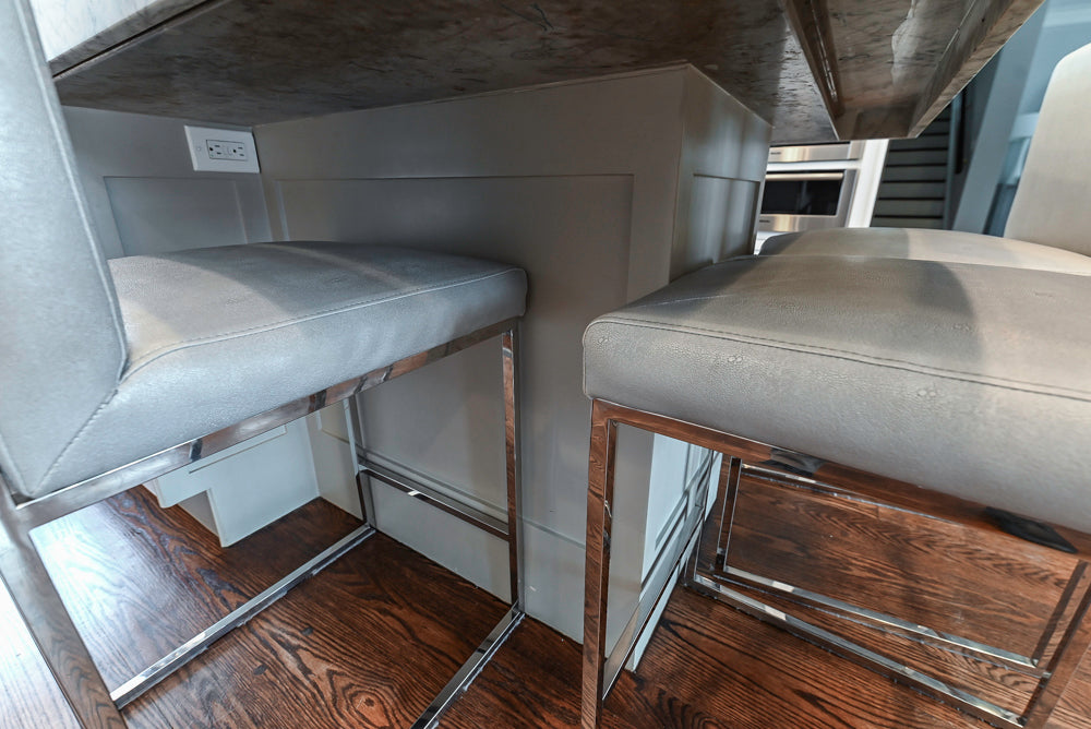 “The Clarendon” Transitional White & Grey Kitchen with Island and Wolf Appliances
