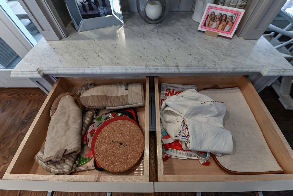“The Clarendon” Transitional White & Grey Kitchen with Island and Wolf Appliances