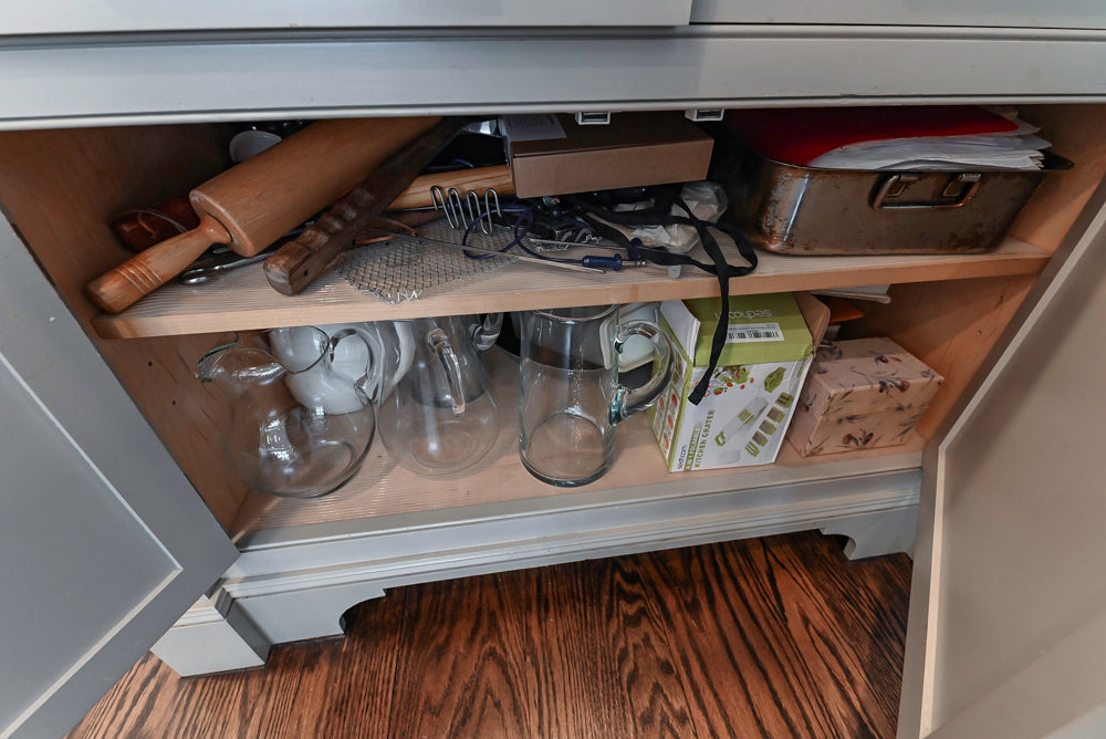 “The Clarendon” Transitional White & Grey Kitchen with Island and Wolf Appliances