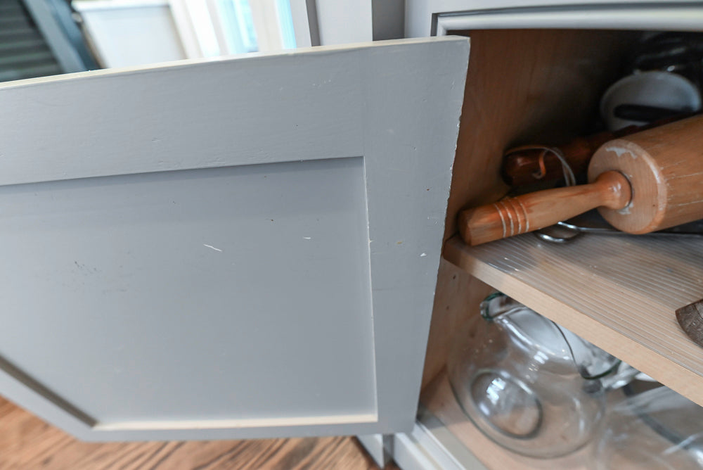 “The Clarendon” Transitional White & Grey Kitchen with Island and Wolf Appliances