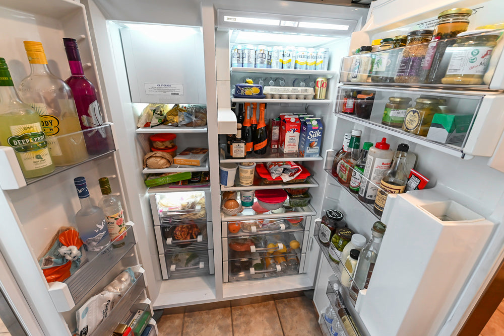 “The Whitford” Transitional Wooden Kitchen with Granite Countertops, Island & 48″ Sub-Zero Refrigerator