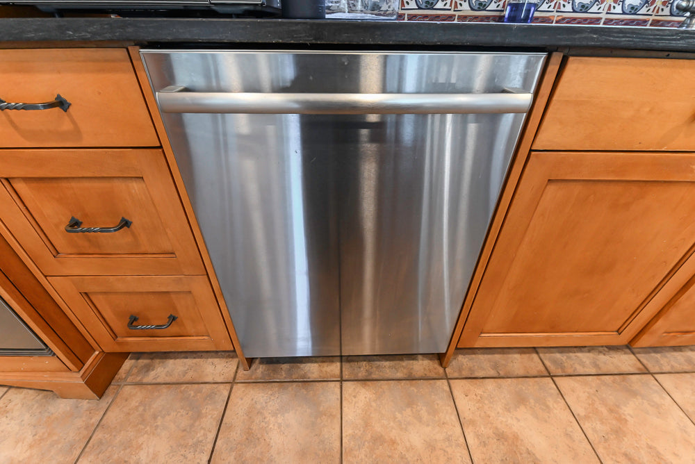 “The Whitford” Transitional Wooden Kitchen with Granite Countertops, Island & 48″ Sub-Zero Refrigerator