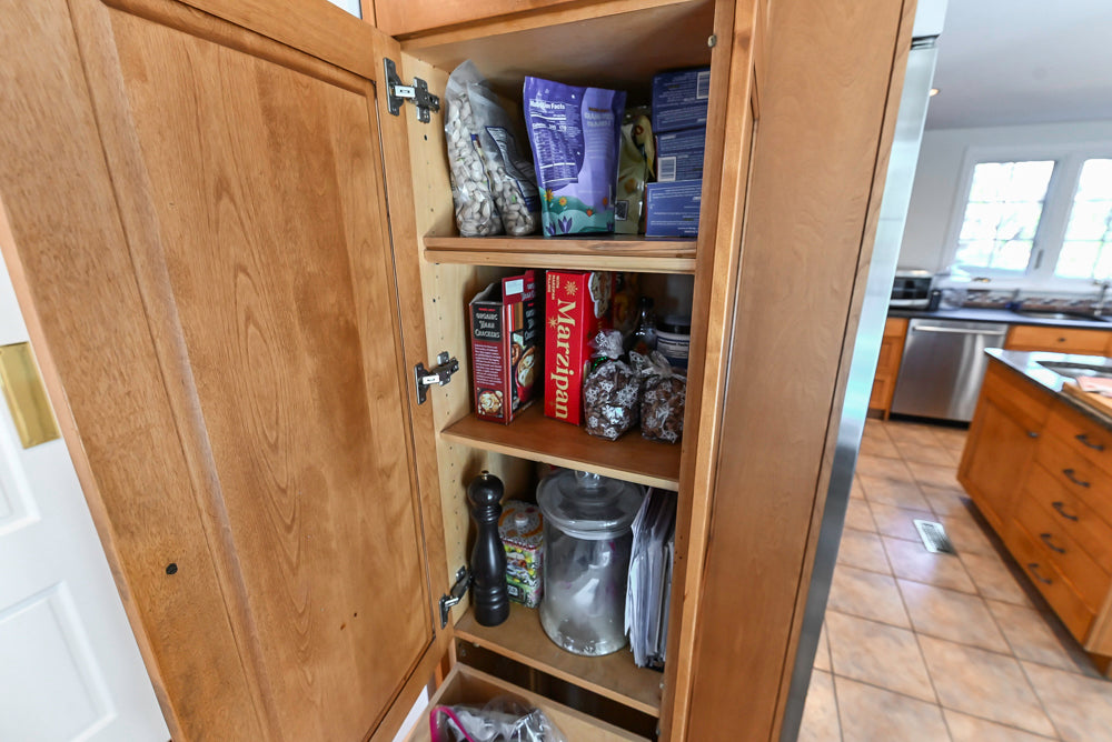 “The Whitford” Transitional Wooden Kitchen with Granite Countertops, Island & 48″ Sub-Zero Refrigerator