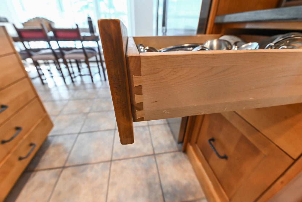 “The Whitford” Transitional Wooden Kitchen with Granite Countertops, Island & 48″ Sub-Zero Refrigerator