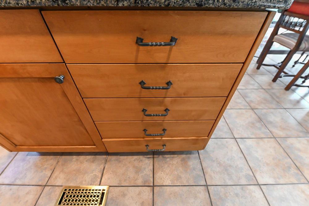 “The Whitford” Transitional Wooden Kitchen with Granite Countertops, Island & 48″ Sub-Zero Refrigerator